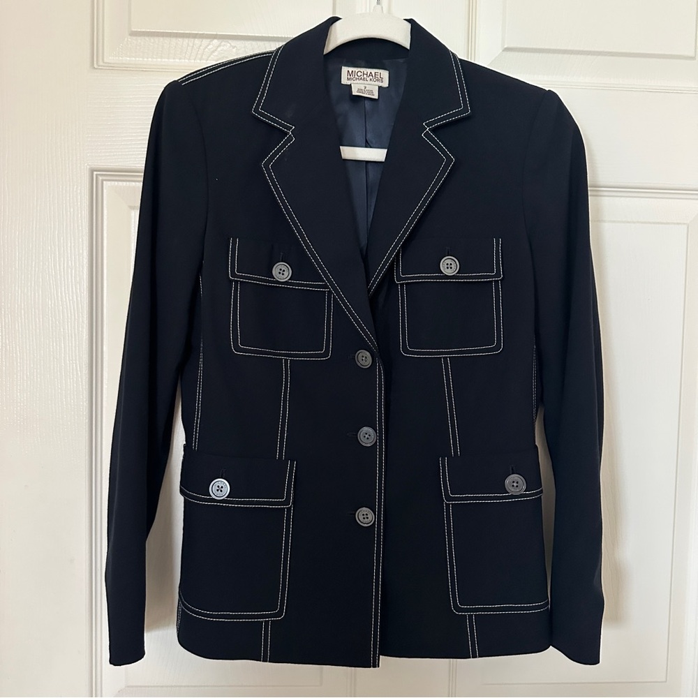 Michael Kors Navy Blazer with White Stitching